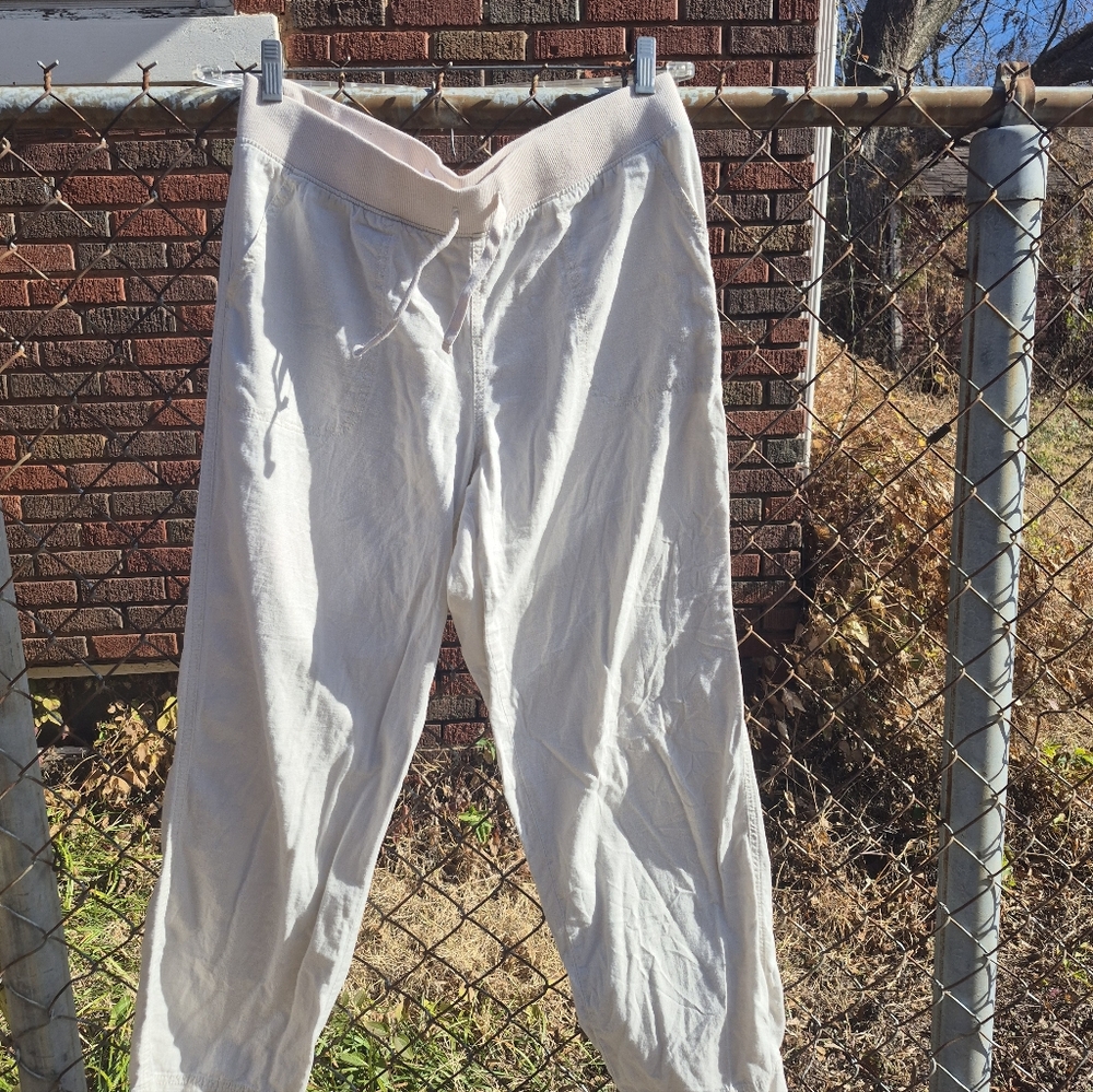 Sonoma Goods For Life Full Pant Tie Drawstring Waist Wheat Sz 12 Hem Stain